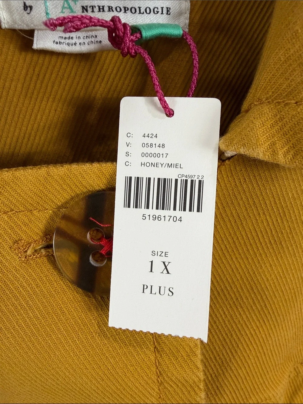 Anthropologie Plus,Size 1X,Mustard Bell-Sleeve Jacket - Picture 6 of 17